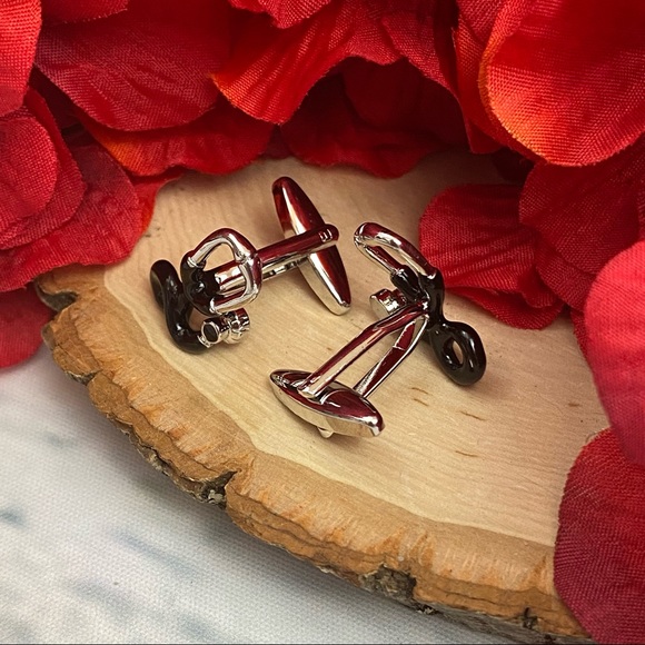 Black and Silver Stethoscope Cufflinks - Picture 11 of 16